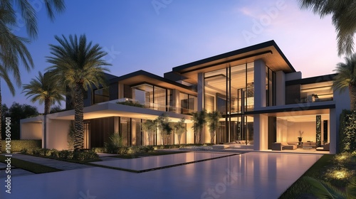 Wallpaper Mural A stylish minimalist house nestled in a serene natural setting. Torontodigital.ca