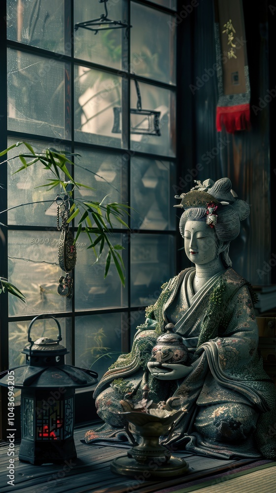Serene Japanese Tea Ceremony Interior Scene Serene Japanese Tea Ceremony Interior Scene