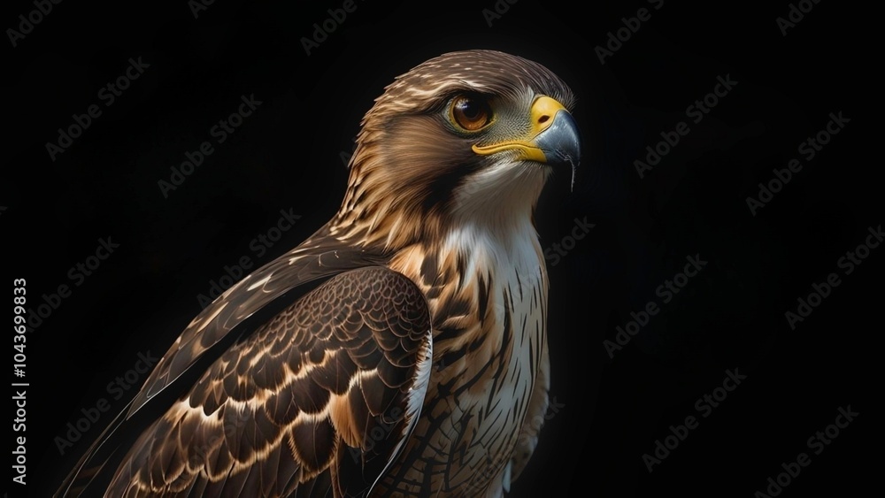 Obraz premium Majestic Hawk on Black Background