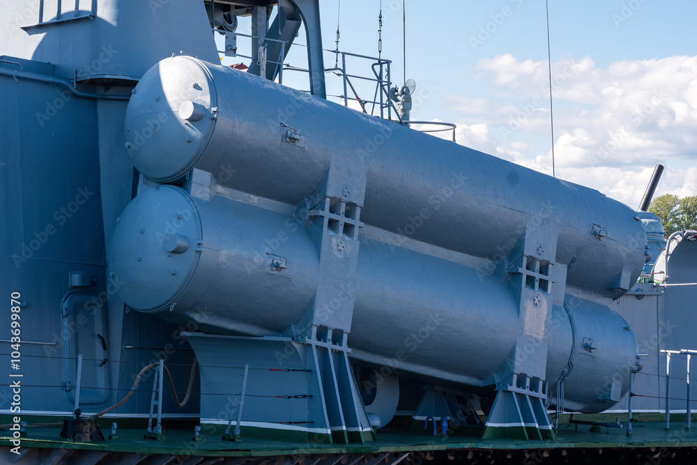 naval military background, concept, fragment of a modern warship with missile launcher containers naval military background, concept, fragment of a modern warship with missile launcher containers