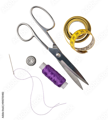 Bilde på lerret thread sewing, needle, centimeter, scissors
