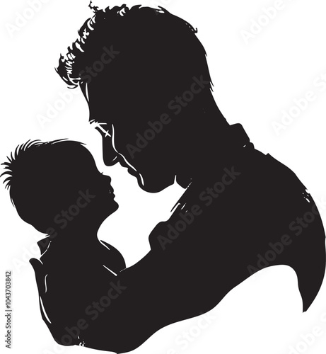 Silhouette of a father holding his child, conveying love, care, and the deep emotional bond between parent and child.  
