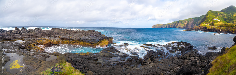 Sublime beauty of the volcanic waterfront of Mosteiros, São Miguel Island, Azores Islands, Portugal Sublime beauty of the volcanic waterfront of Mosteiros, São Miguel Island, Azores Islands, Portugal