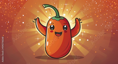 A Happy Red Pepper Cartoon Character With Big Eyes and a Smile