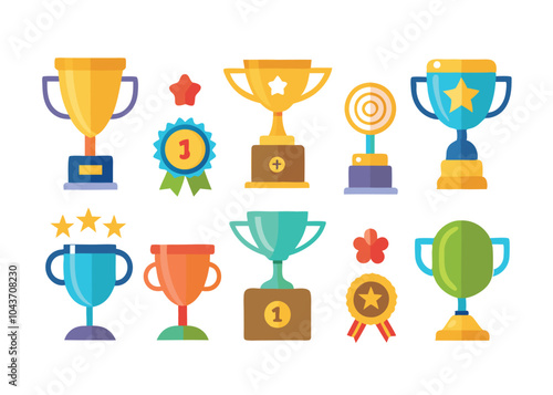 Trophy cup icon collection vector
