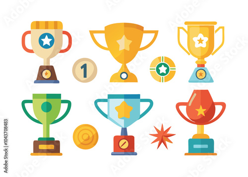 Trophy cup icon collection vector