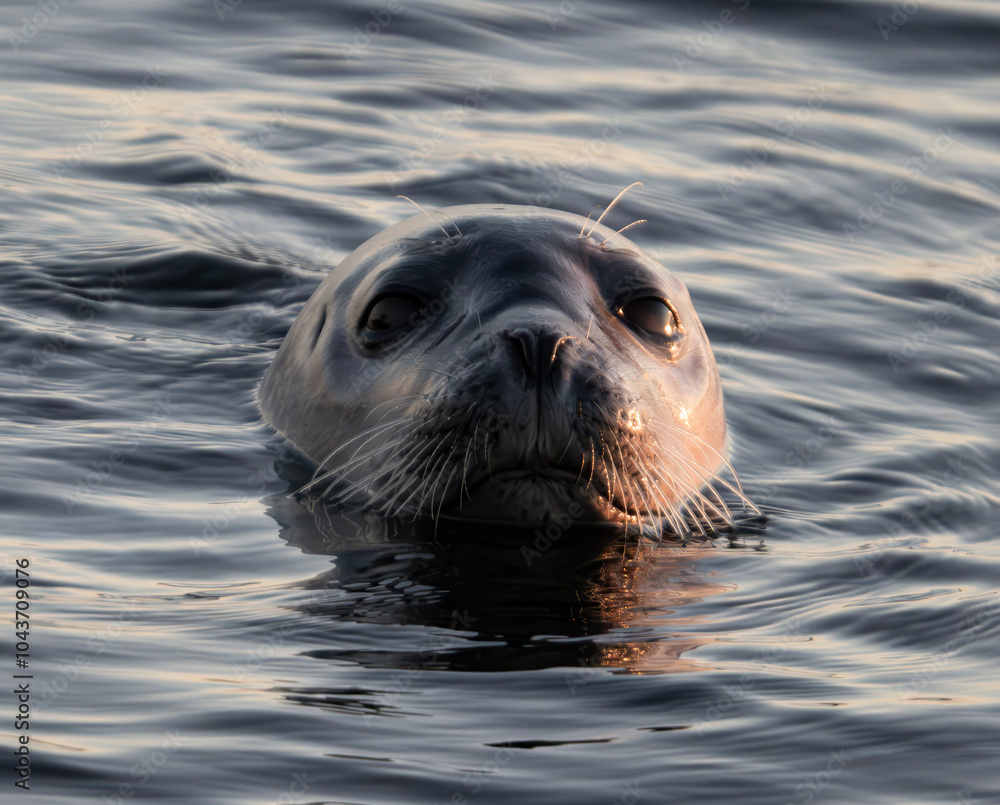 Fototapeta premium Closeup of a seal swimming near a beach, Forillon National Park, Gaspé, Gaspésie, Quebec, Canada