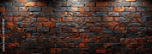 Close Up View of Old Red Brick Wall With Light Shining From Above