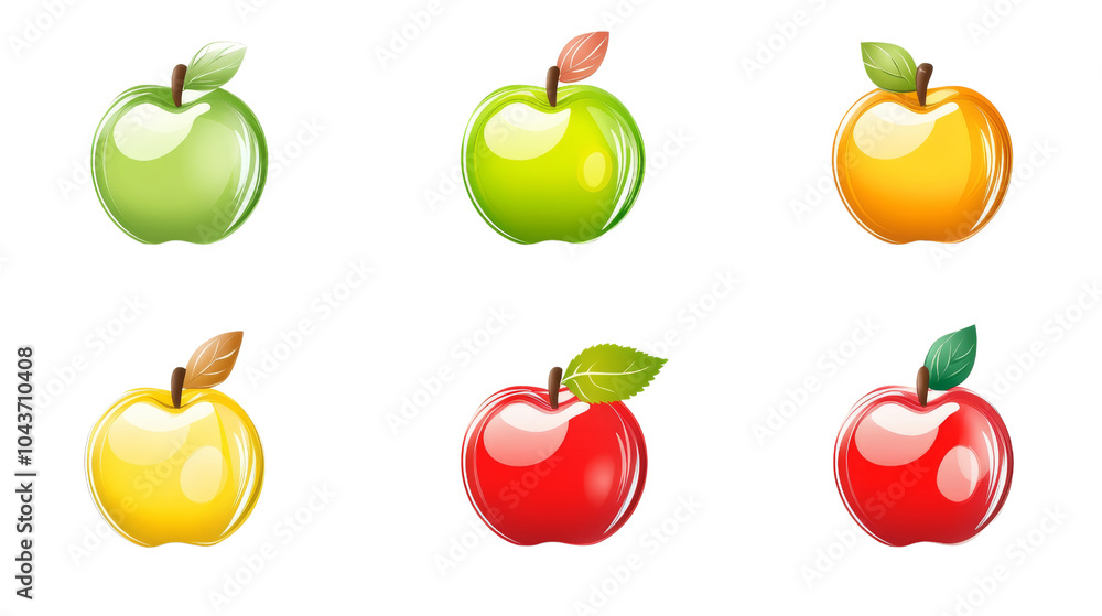 Colorful Apples with Green Leaves. Colorful Apples with Green Leaves.