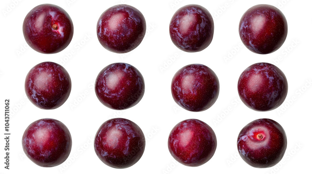 Fresh Red Plums set Isolated on Background. Fresh Red Plums set Isolated on Background.