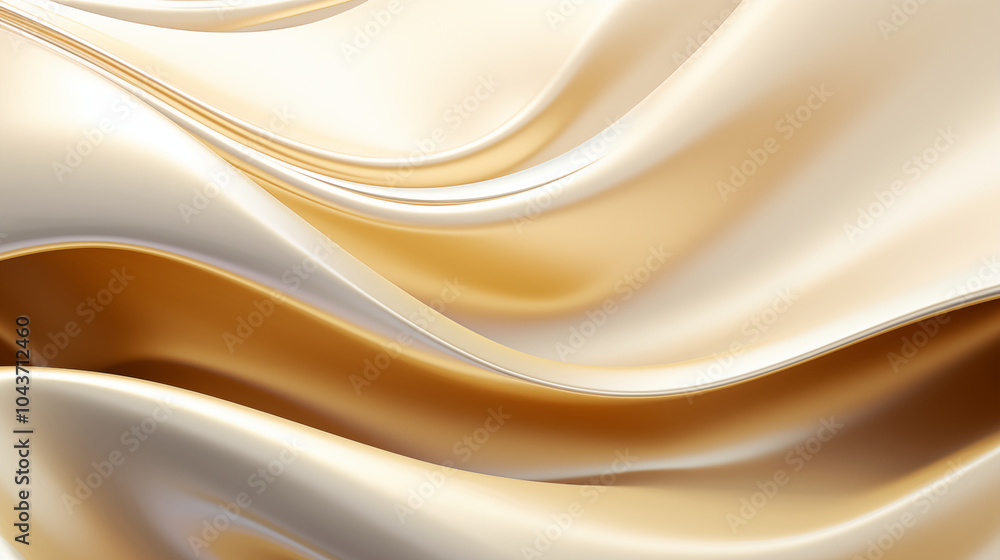Obraz premium Abstract Silk Waves with Gold and Creamy Hues