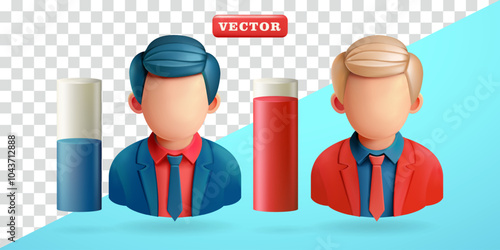 Candidate voting results, 3d vector. Suitable for election day and design element