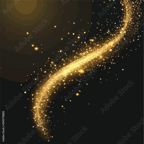 Golden Sparkling Falling Star with Stardust