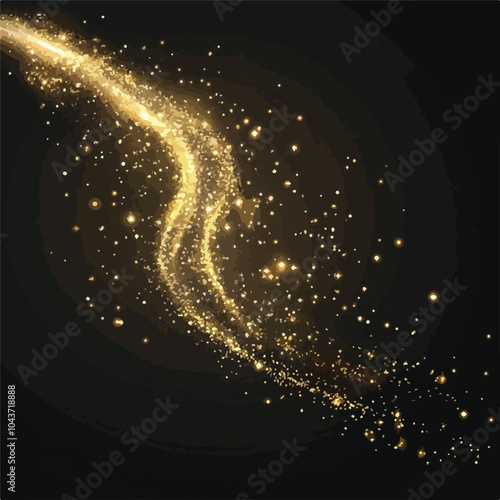 Golden Sparkling Falling Star with Stardust