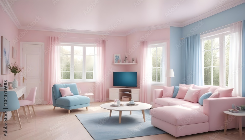 Illustration of the living room interior Illustration of the living room interior