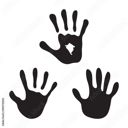 Human finger vector illustration. Hand print isolated on white background black vector. The black hand print icon is an isolated element vector. Human finger silhouette vector 