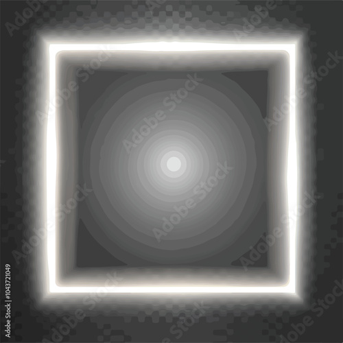Elegant White Vintage Frame with Glowing Shine and Shadows