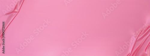 Pink silk satin luxury background. Light pale pink elegant background with space for design. Draped fabric Flat lay, Template, cover, header, Wide banner. panoramic view.