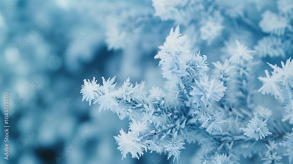Winter background image of hoarfrost with snowflakes Winter background image of hoarfrost with snowflakes