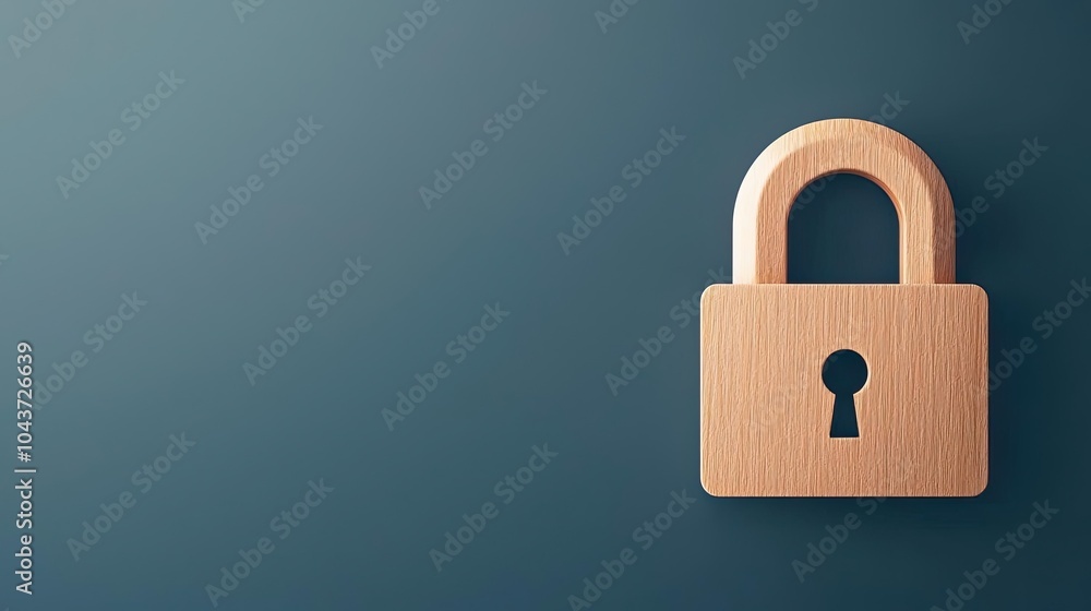 Fototapeta premium A close-up view of a wooden padlock against a dark background, symbolizing security and protection.