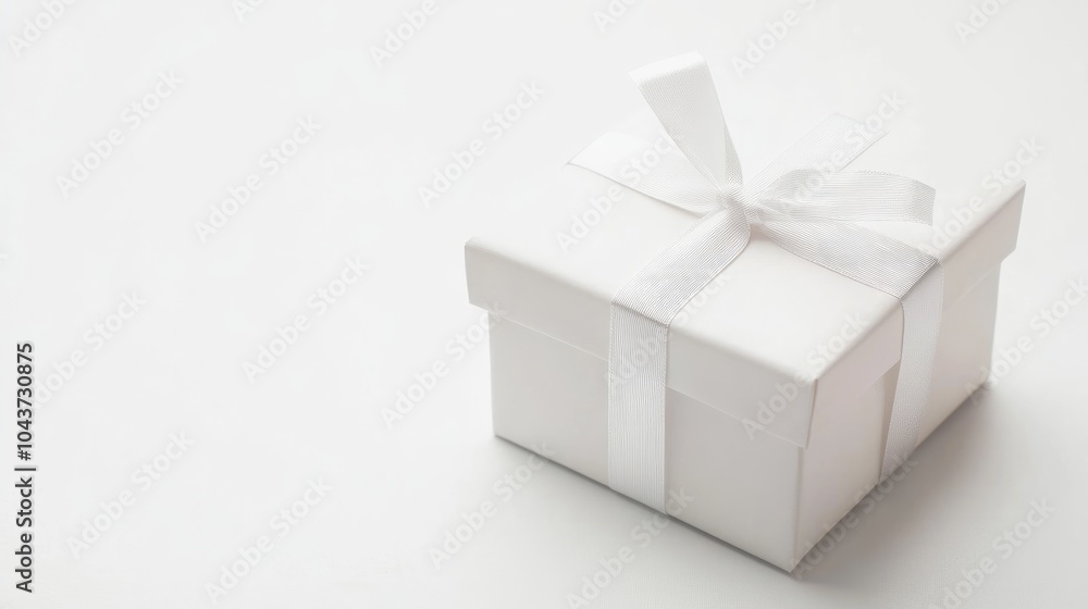 Obraz premium Close up of a white cardboard gift box on a white background isolated