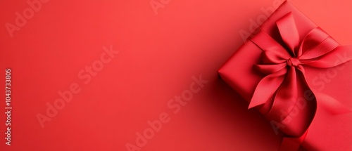 red bow on red background