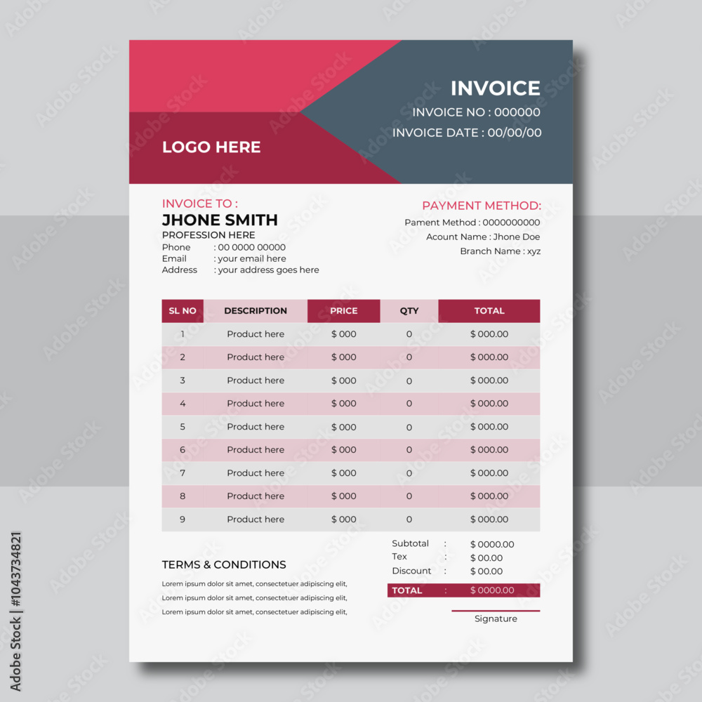 Invoice bill design template. Bill form business invoice and Office bill Design Invoice bill design template. Bill form business invoice and Office bill Design