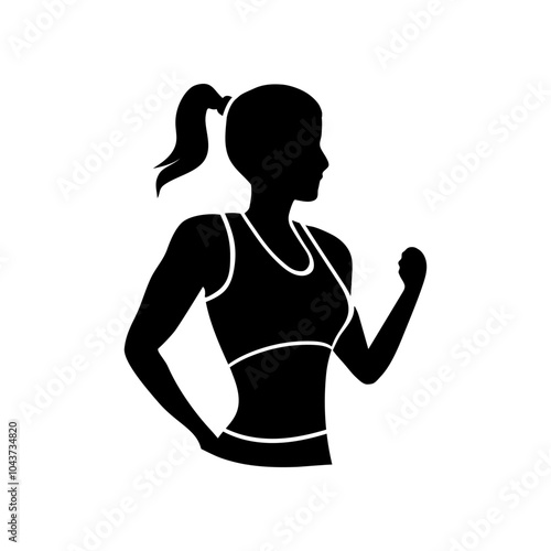 Icon of a girl lifting a barbell. Personal trainer concept in pink and purple feminine style