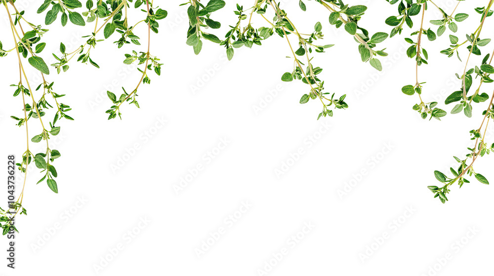 Green leaves border design featuring a floral pattern with branches and butterflies, perfect for spring and summer decorations Green leaves border design featuring a floral pattern with branches and butterflies, perfect for spring and summer decorations