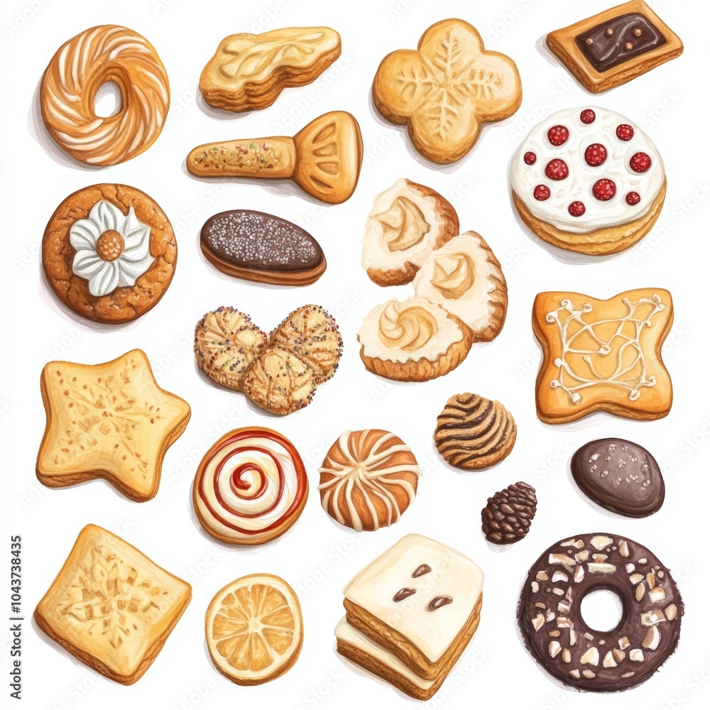 set of kinds of sweets on white isolated background set of kinds of sweets on white isolated background