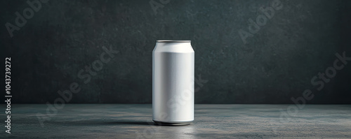 Blank aluminum can isolated against a dark background, showcasing a sleek surface for customization, drink can, brandingready photo