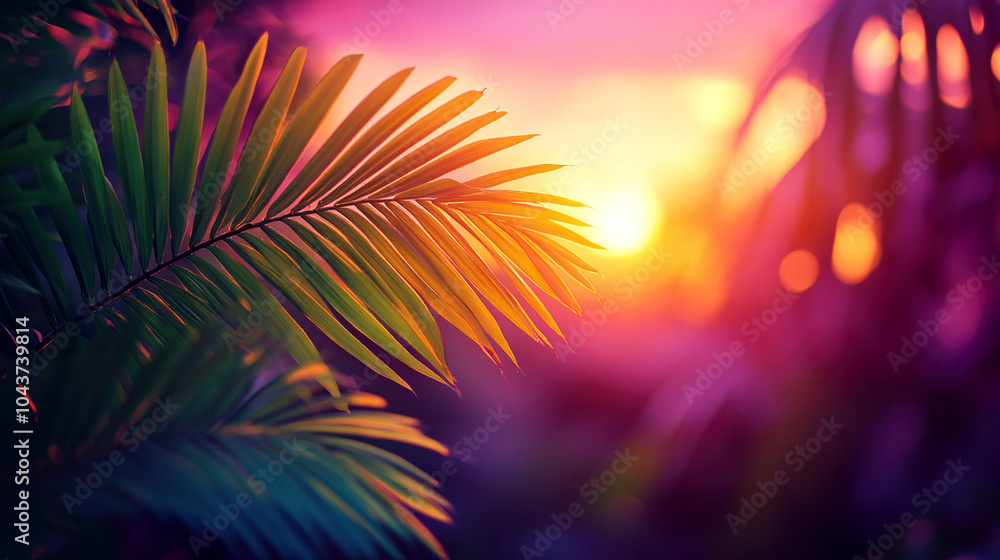 Tropical palm trees under colorful light spots
Tropical palm trees under colorful light spots