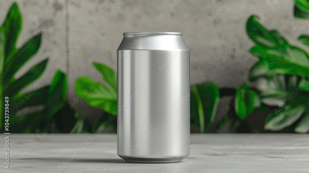 Aluminum can in a modern setting, blank and ready for a custom beverage label design, aluminum can, branding canvas Aluminum can in a modern setting, blank and ready for a custom beverage label design, aluminum can, branding canvas