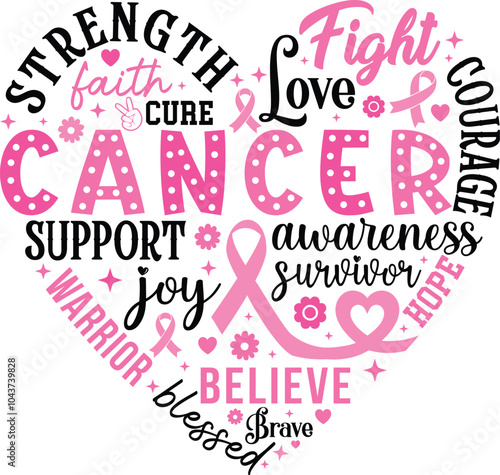 Breast Cancer T-shirt Design, Breast Cancer Awareness, Inspirational Breast Cancer Survivor T-Shirt, Hope and Strength Pink Ribbon, Support Breast Cancer Fighters, Faith Over Fear, Warrior Woman.