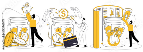 Money management vector illustration. Technology conducts orchestra, and money management principles are musical notes shaping melody Currency flows seamlessly through veins economy when guided