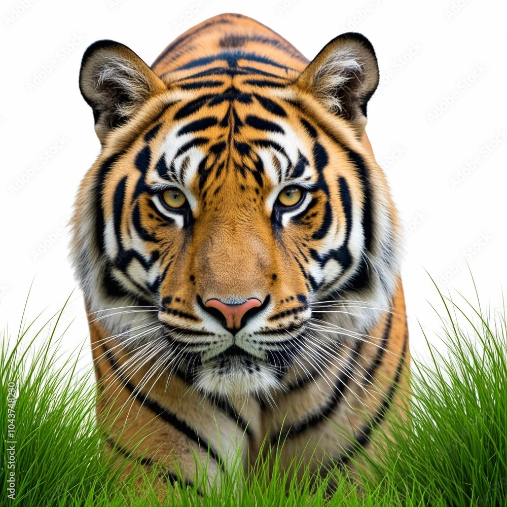 Fototapeta premium tiger on green grass