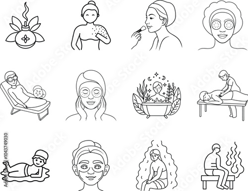 Spa Treatment Icons Relaxation, Wellness, Beauty