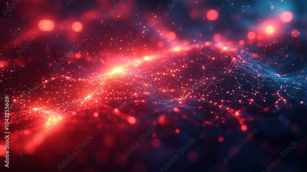 Fototapeta premium Dynamic Abstract Network Communication Render with Glowing Nodes and Links
