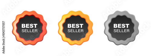 Best seller star badge vector set