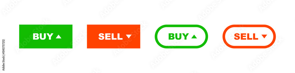 Buy and sell financial stock button vector set Buy and sell financial stock button vector set