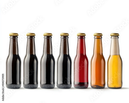 Craft Beer Isolated. Belgian Enigma Strong Blonde Ale Bottles on White Background