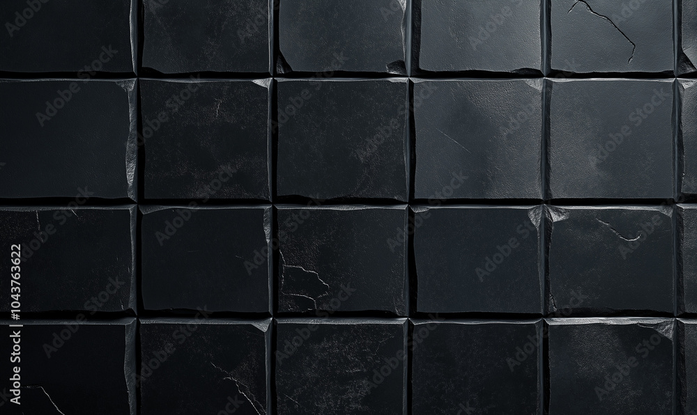 Fototapeta premium Czarne kafle - tekstura, tło, tapeta, baner