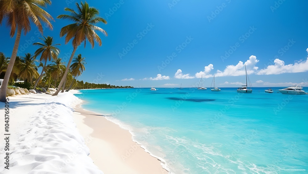 Fototapeta premium Beautiful sea coast wallpaper featuring wide sandy beaches and turquoise waters