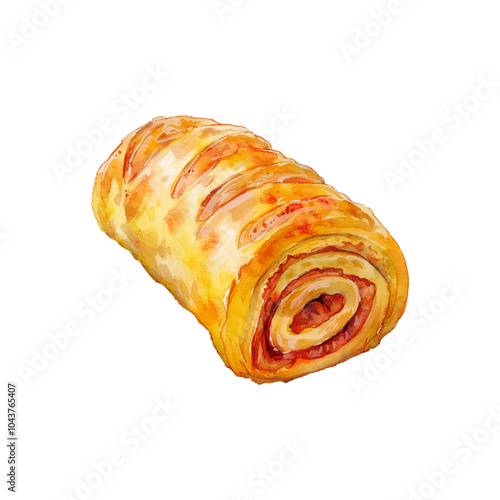 sausage roll vector illustartion in watercolor style