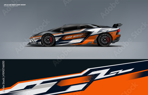 orange modern Racing super car and sport car wrap livery design vector eps 10 decal printable file fit ready print on super car and sport car