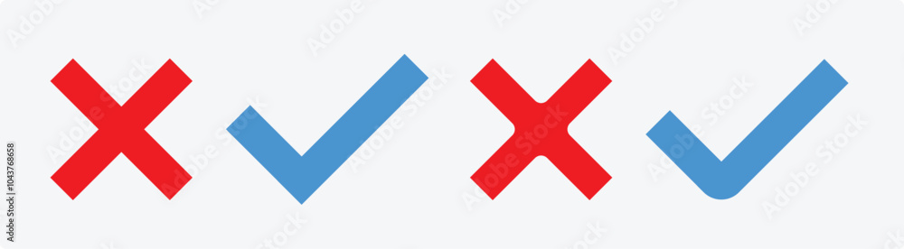 check box icon with right and wrong buttons and yes or no checkmark icons, Check Mark Icon Set. Vector Stock Illustration check box icon with right and wrong buttons and yes or no checkmark icons, Check Mark Icon Set. Vector Stock Illustration