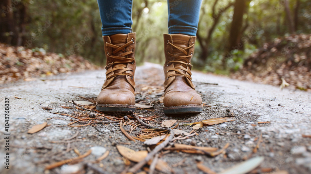 A close-up of two paths diverging in a forest, focusing on feet hesitating at the crossroads, representing a fateful choice. A close-up of two paths diverging in a forest, focusing on feet hesitating at the crossroads, representing a fateful choice.