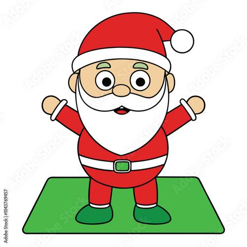 Happy Santa Claus Yoga Pose Vector.