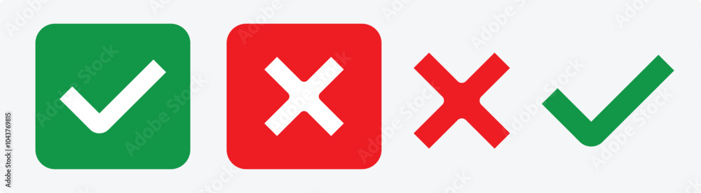 check box icon with right and wrong buttons and yes or no checkmark icons, Check Mark Icon Set. Vector Stock Illustration check box icon with right and wrong buttons and yes or no checkmark icons, Check Mark Icon Set. Vector Stock Illustration