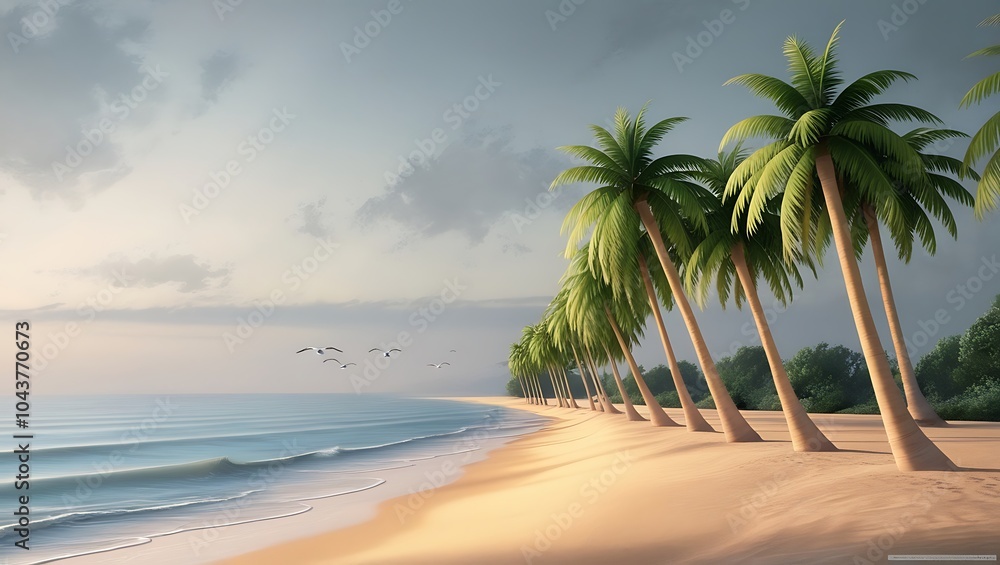 Obraz premium Majestic sea coast wallpaper highlighting golden sands and gentle sea breezes